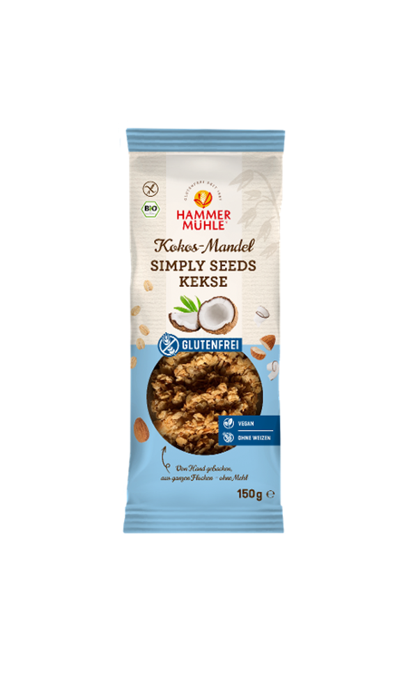 Produktfoto zu Hammer Mühle - Simply Seeds Kekse Kokos Mandel, glutenfrei - 150g