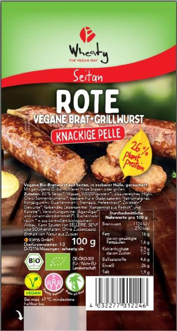 Produktfoto zu Wheaty - Rote Bratwurst - 100g