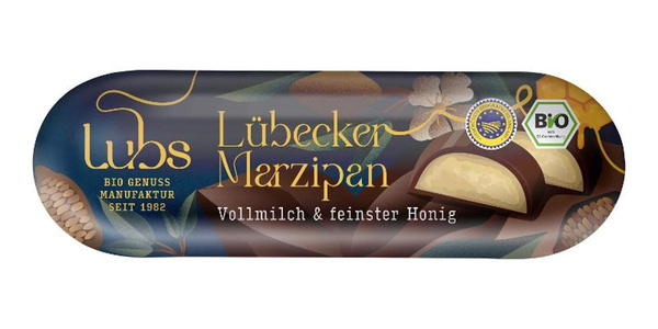 Produktfoto zu Lubs Marzipanbrot Vollmilchschokolade - 50g