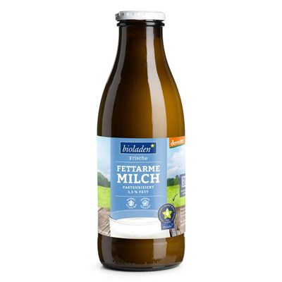 Produktfoto zu bioladen - Magermilch-Flasche, 1,5% - 1l