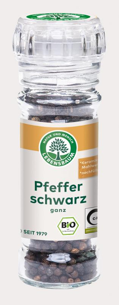 Produktfoto zu Lebensbaum - Pfeffer schwarz ganz Mühle - 45g