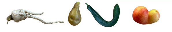 krummes Obst und Gemüse