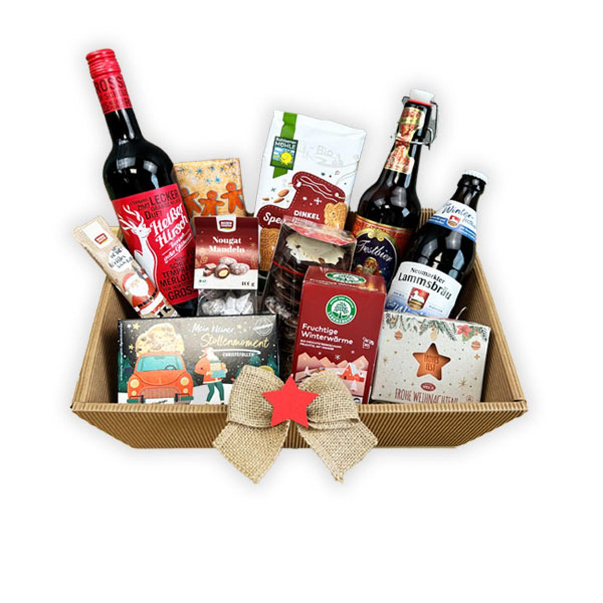 Präsentkorb - Frohe Weihnachten (mit Alkohol)