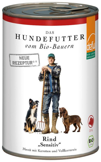 Produktfoto zu defu - Nassfutter Hund Rind, Sensitive - 12x410g