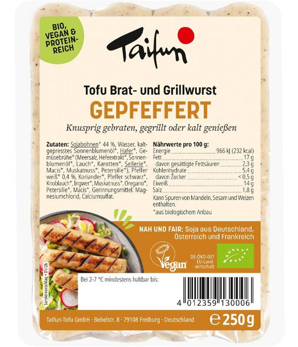 Produktfoto zu Taifun - Tofu Bratwurst gepfeffert - 250g