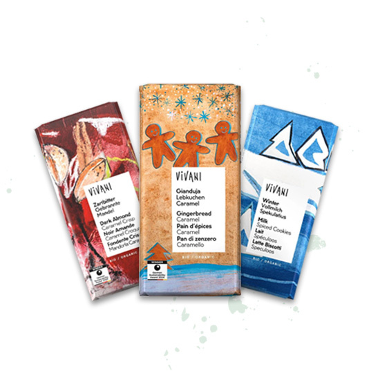Adventskalender Tür 18: 3x verschiedene Vivani Schokoladen