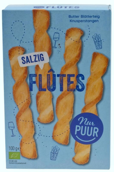 Produktfoto zu Nur Puur - Knusperstangen "Flûtes" salzig - 100g