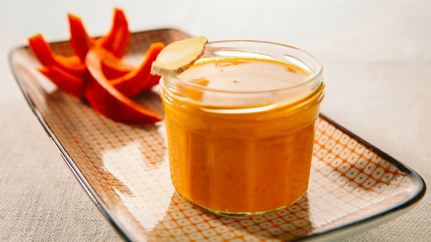 Rezeptbild für 251. Wärmende Kürbis-Kokos-Suppe mit Ingwer (vegan)