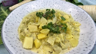 Rezeptbild für 69. Spitzkohl-Kartoffel-Pastinaken-Eintopf mit Senfcreme
