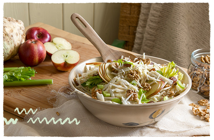 Ökokistenrezept des Monat 1225 -Rotkohlstrudel mit Cranberries, Maronen und Joghurt-Feta-Dip