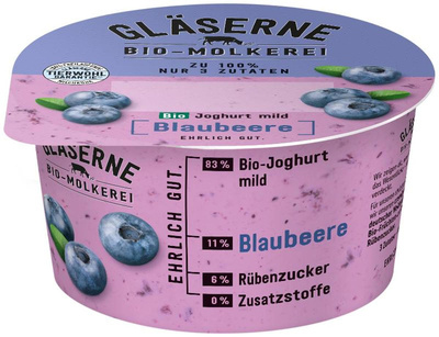 Produktfoto zu Gläserne Molkerei - Joghurt pur Blaubeere, 3,8% - 150g