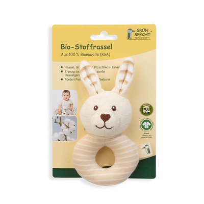 Produktfoto zu Grünspecht Stoffrassel Hase - 1 Stück