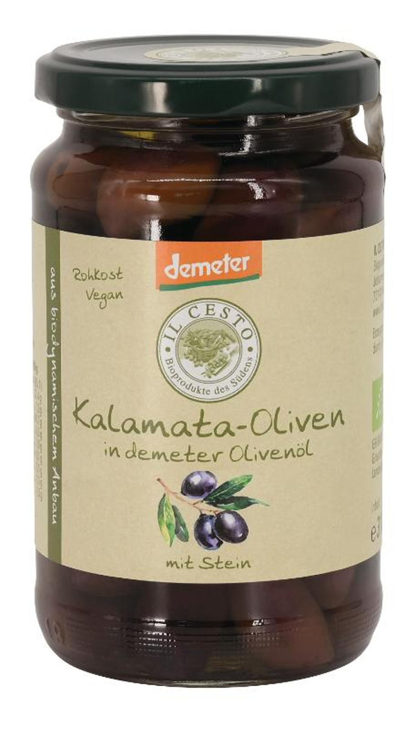 Produktfoto zu Il Cesto - Kalamata Oliven in Olivenöl miit Stein - 310g