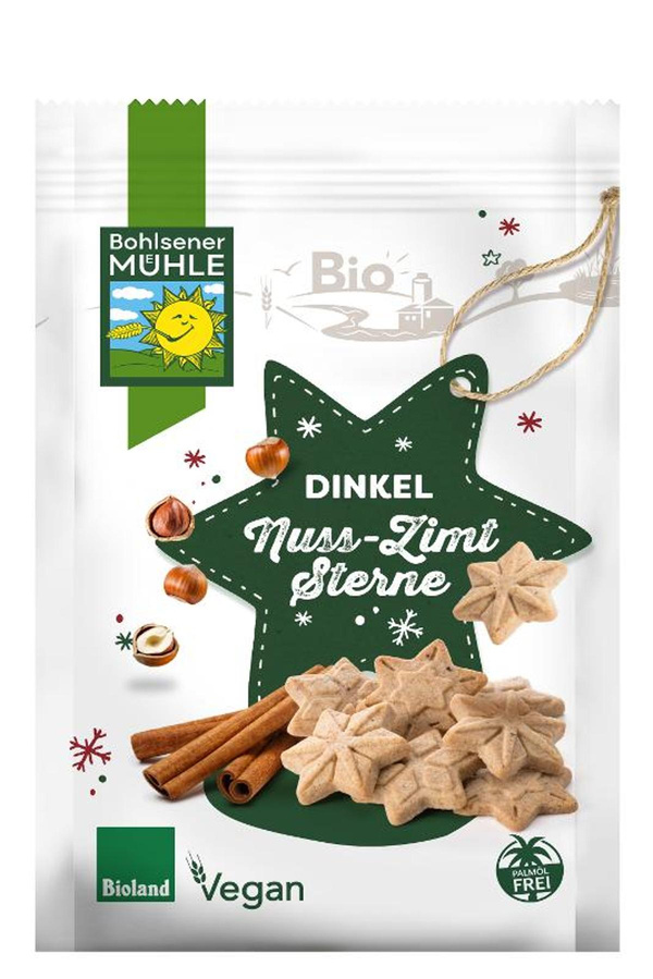 Produktfoto zu Bohlsener Mühle - Dinkel Nuss Zimtsterne - 125g