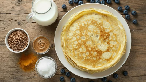 Rezeptbild für 386. Buchweizen Kurkuma Pancake (Rezept von Henning Doyen)