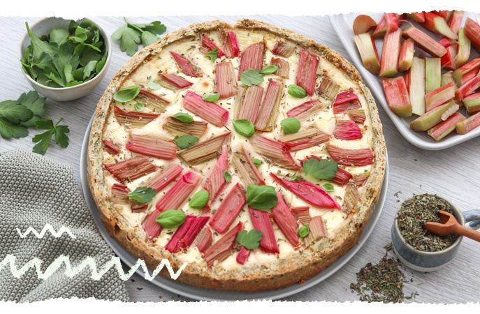 Herzhafter Rhabarber- Käsekuchen