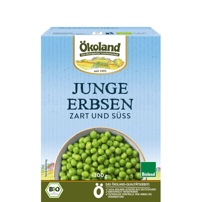 Produktfoto zu Ökoland - Junge Erbsen, tiefgekühlt - 300g