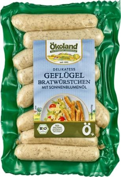 Produktfoto zu Ökoland - Geflügel Bratwürstchen - 9 Stück