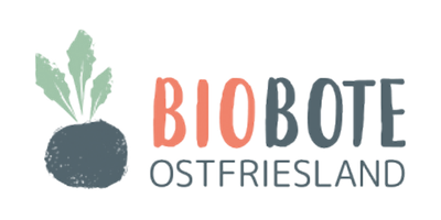 KI generiert: Logo mit einer stilisierten Pflanze und dem Text "BIOBOTE OSTFRIESLAND".