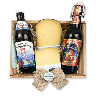 Produktfoto zu Präsentkorb - winterliches Käse-Bier-Quartett