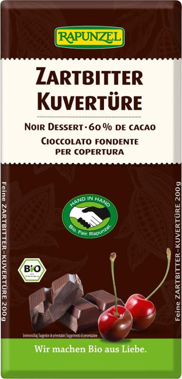 Produktfoto zu Rapunzel - Zartbitter Kuvertüre - 200g