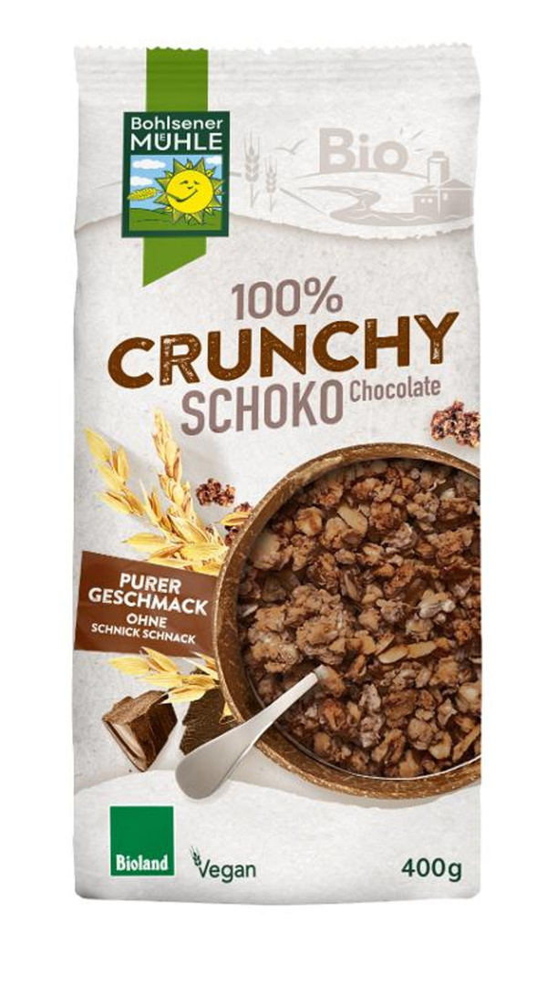 Produktfoto zu Bohlsener Mühle - 100% Schoko Crunchy - 400g