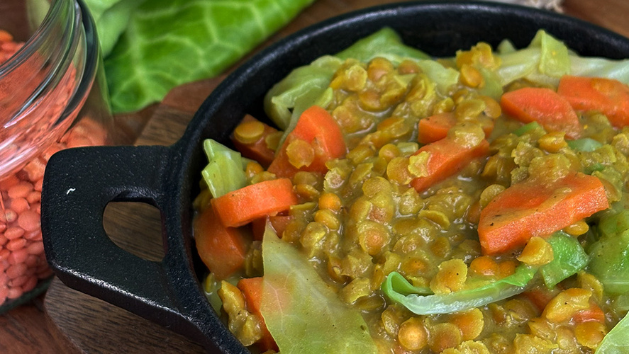 Rezeptbild für 153. Curry vom Spitzkohl mit Möhren und Linsen