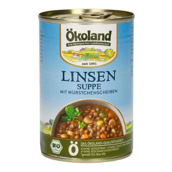 Produktfoto zu Ökoland - Linsensuppe mit Würstchen - 400g