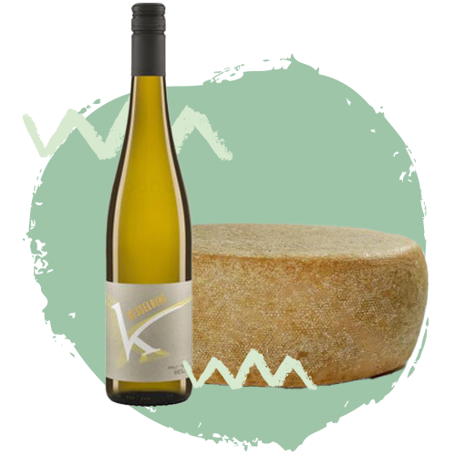 Wein-Käse-Kombi Riesling +  Backensholz Michel Kuh & Ziege