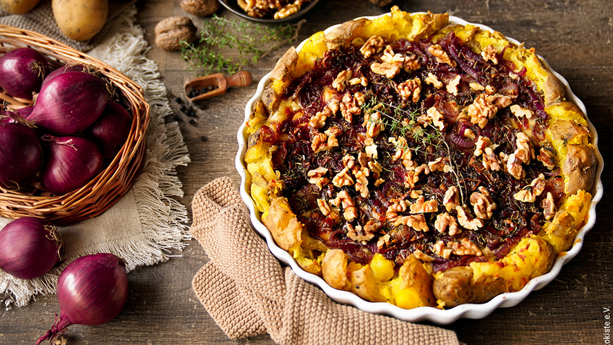 Rezeptbild für 211. Kartoffelkuchen mit Balsamico Zwiebeln
