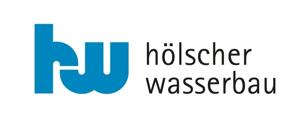 KI generiert: Logo mit stilisierten Buchstaben "hw" und dem Text "hölscher wasserbau".