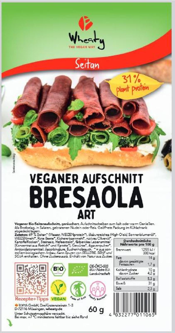 Produktfoto zu Wheaty - Veganer Aufschnitt Bresaola Art - 60g