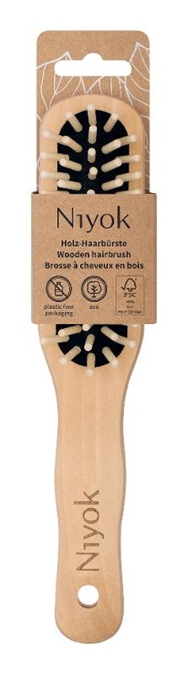 Produktfoto zu Niyok - Haarbürste länglich mit Holznoppen