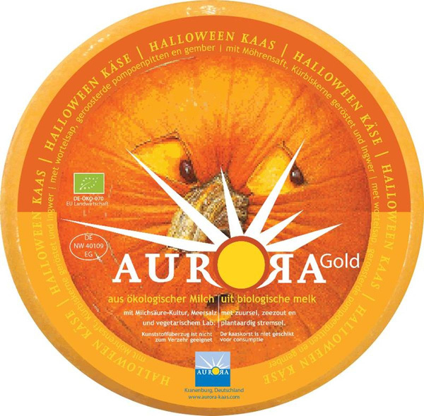 Produktfoto zu Aurora Gold - Halloweenkäse - mit gerösteten Kürbiskernen, 50% Fett i. Tr.