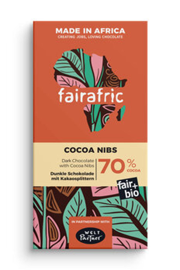 Produktfoto zu Fairafric Schokolade Kakaosplitter - 80g