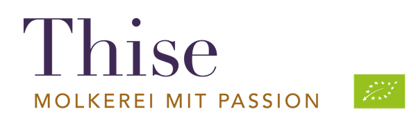 KI generiert: Logo von Thise: "Molkerei mit Passion" mit EU-Bio-Logo.