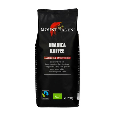 Produktfoto zu Mount Hagen - Röstkaffee ganze Bohne, entkoffeiniert - 250g
