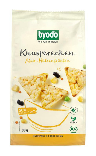 Produktfoto zu Byodo - Knusperecken Mais Hülsenfrüchte - 90g