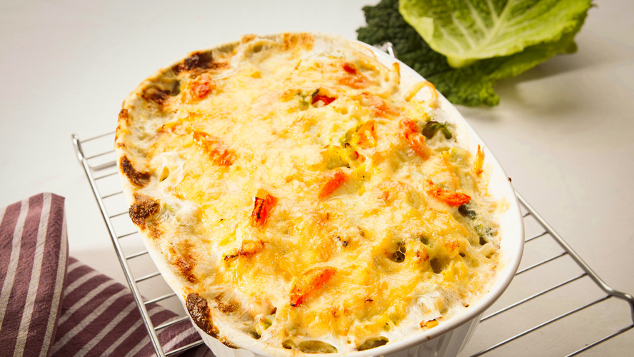 Rezeptbild für 256. Makkaroni Wirsing Auflauf mit Bergkäse