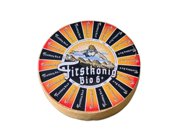 KI generiert: Eine runde Käsesorte namens "Firstkönig Bio 6+".