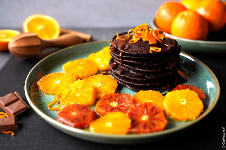 Rezeptbild für 205. Schoko Pancakes mit Orangen