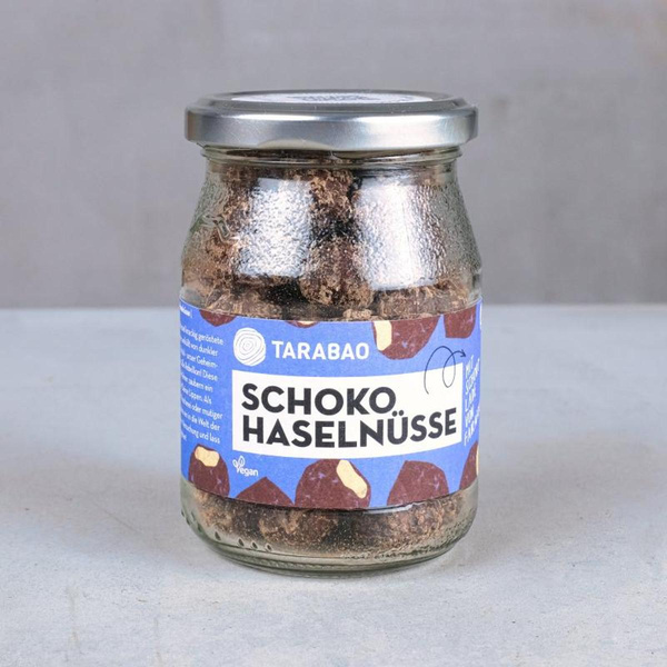 Produktfoto zu Tarabao - Schoko Haselnüsse Zartbitter im Pfandglas - 130g