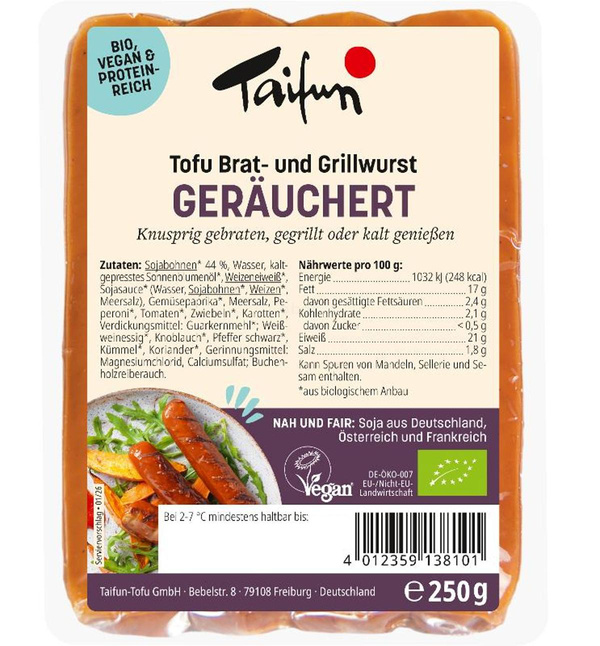 Produktfoto zu Taifun - Tofu Bratwurst geräuchert - 250g
