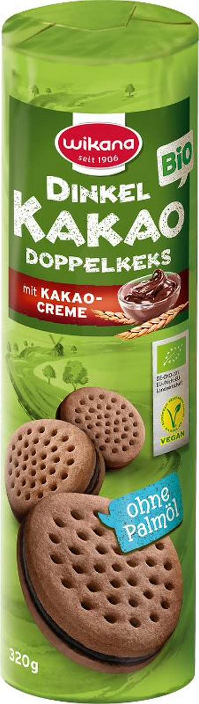 Produktfoto zu Wikana - Dinkel Kakao Doppelkeks mit Kakaocreme - 320g