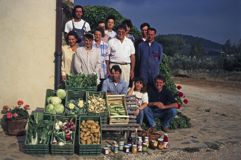 LaSelva_Historie_ersteMitarbeitervorHofladenmitKarlEggerDanieleZauli