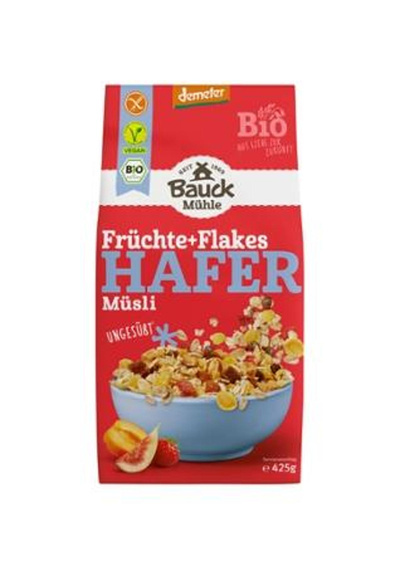 Produktfoto zu Bauckhof - Hafermüsli Früchte + Flakes, glutenfrei - 425g