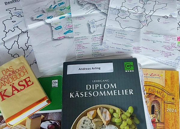 Sommelier Käse Bücher und Notizen