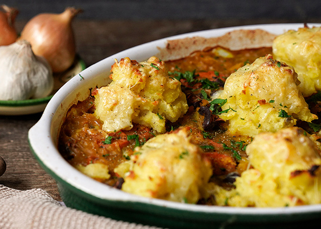  Wurzelpetersilie-Möhren-Linsen Kasserolle mit Kartoffelwölkchen