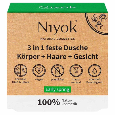 Produktfoto zu Niyok - 3in1 Feste Dusche Körper Haare Gesicht - 80g