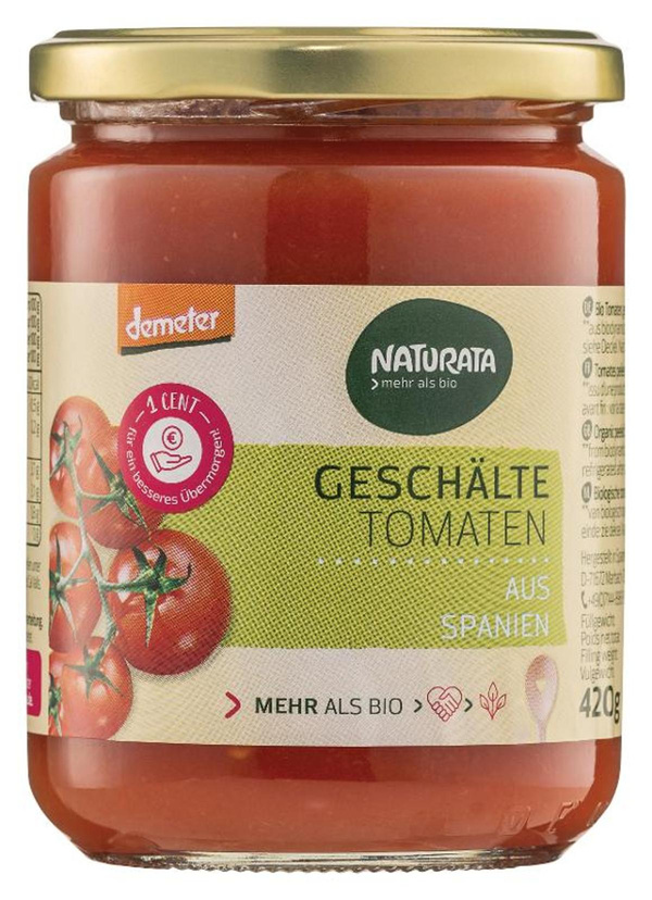 Produktfoto zu Naturata - Geschälte Tomaten im Glas - 420g
